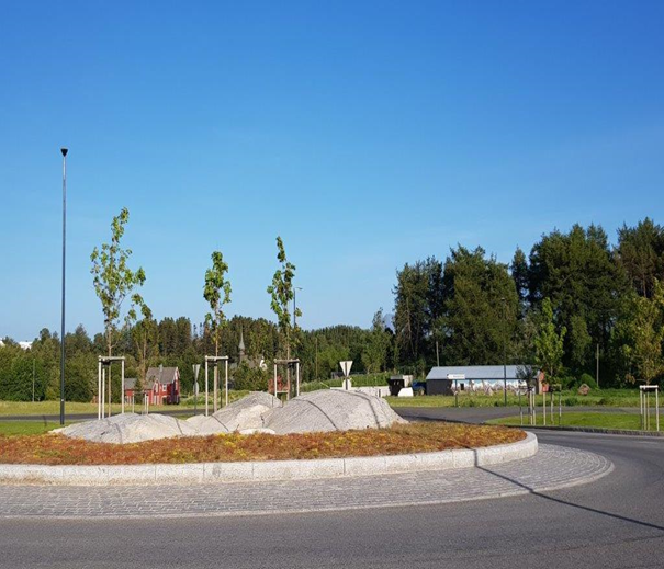 Rundkjøring av granitt i Bodø